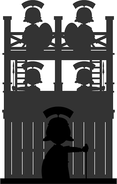 Roman Soldiers at Tower Garrison Silhouette History Illustration