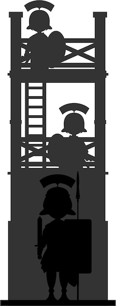 Roman Soldiers at Tower Garrison Silhouette History Illustration