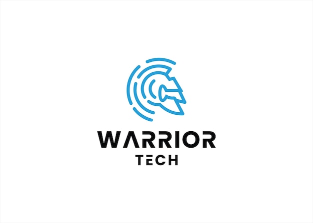 roman warrior technology signal internet data logo design concept vector icon symbol security cyber