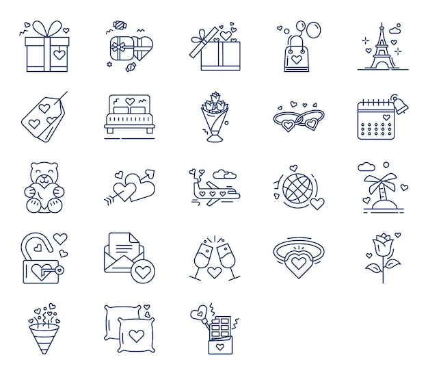 Romance and Love icon set