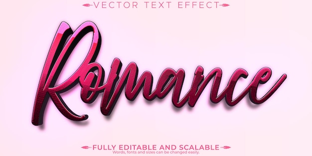 Vector romance love text effect editable love and kiss customizable font style