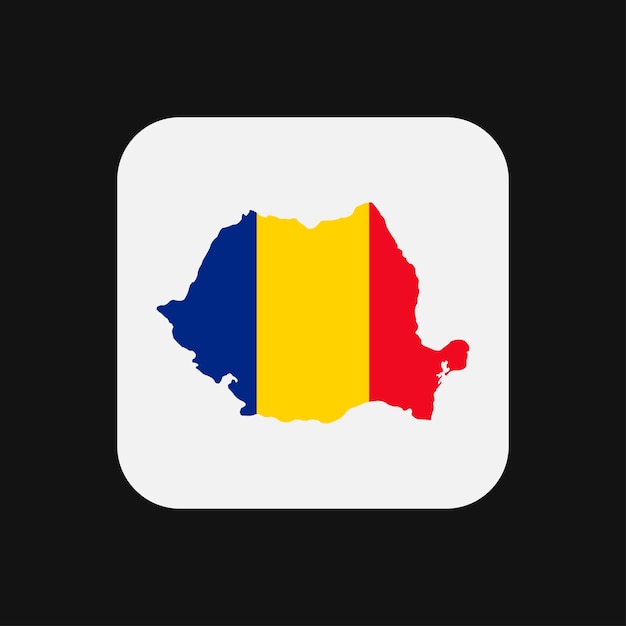 Romania map silhouette with flag on white background