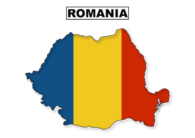 Romania vector flag map