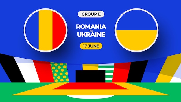 Romania vs Ukraine football 2024 match versus 2024 group stage championship match versus teams intro sport background championship competition