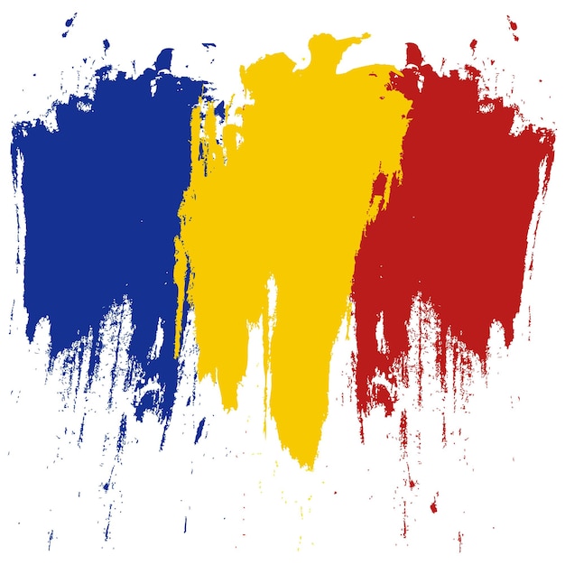 Romanian flag Ink painted abstract Romanian flag Handmade in grunge effect style and splatter