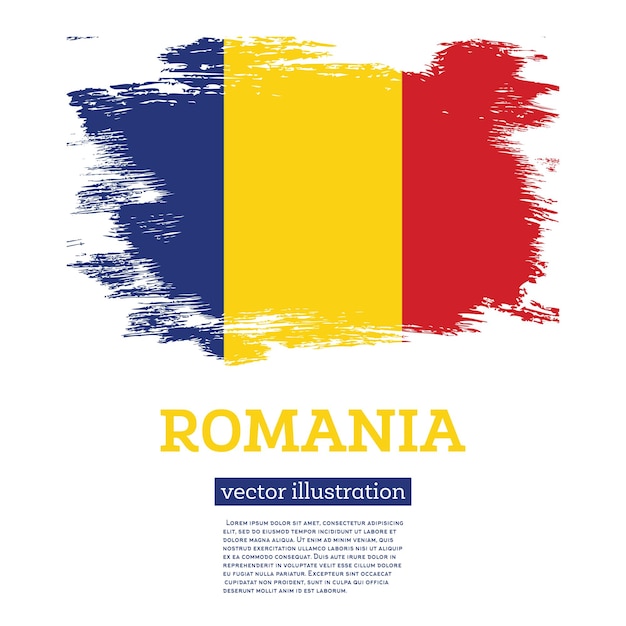 Romanian Flag Isolated Realistic Wave Flag of Romania Country on Flagpole