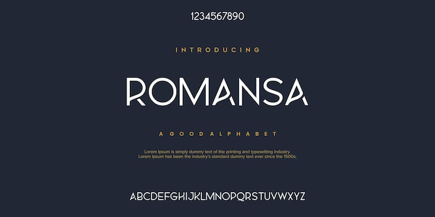 ROMANSA Abstract minimal modern alphabet fonts Typography technology vector illustration