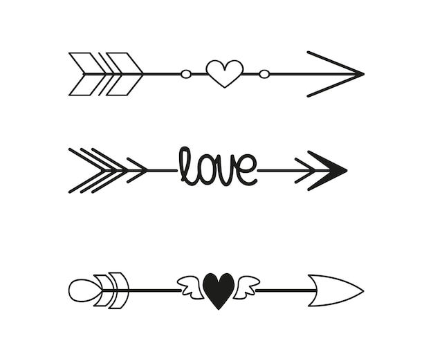 Romantic Arrows with Hearts