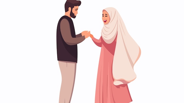 Vector romantic asian hindi muslim couple proposing