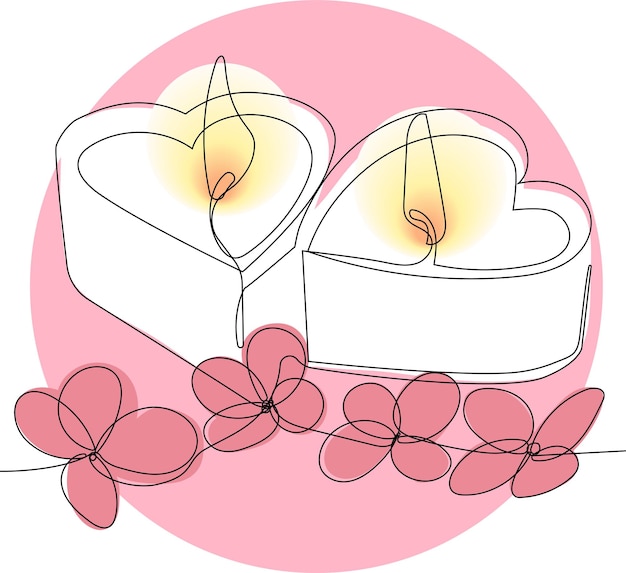 Romantic atmosphere candles with a flowers