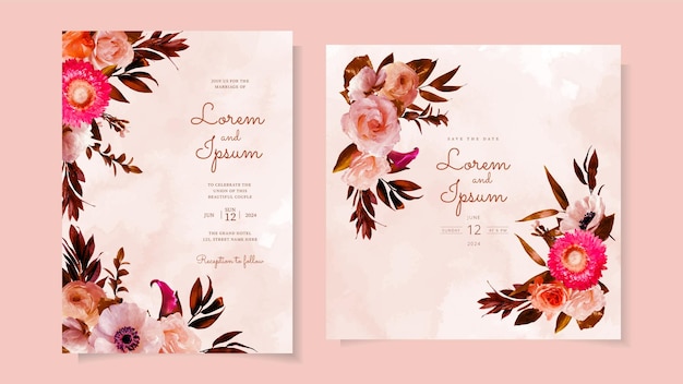 Romantic botanic Floral Wedding invite flower thank rsvp save the date