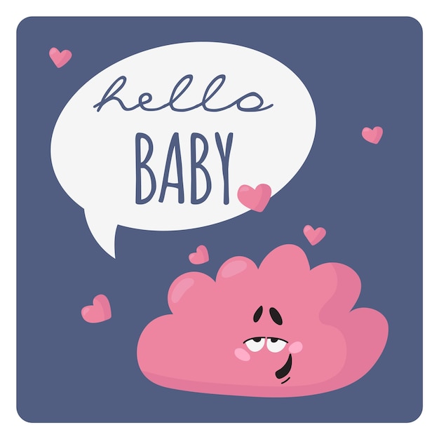 Romantic card Cute loving cloud hearts poster