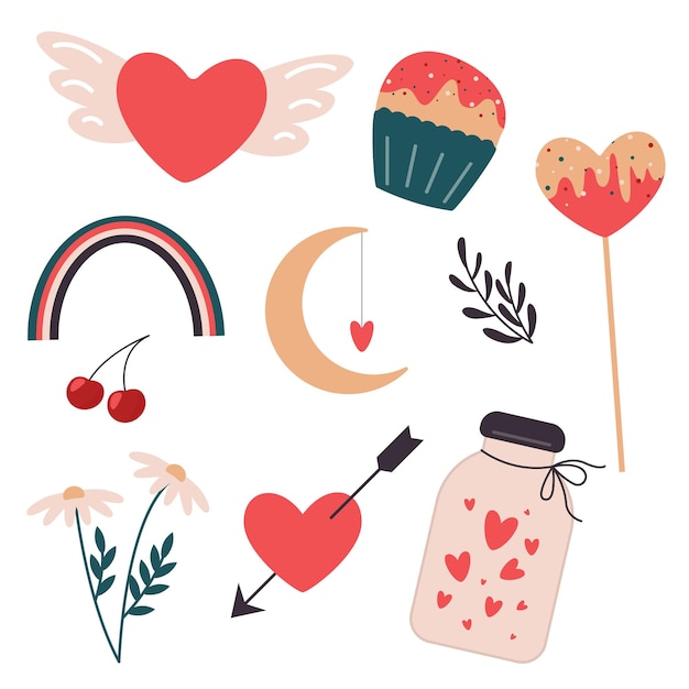 romantic clip art set