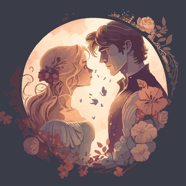 Romantic couple background for valentine's day in disney style