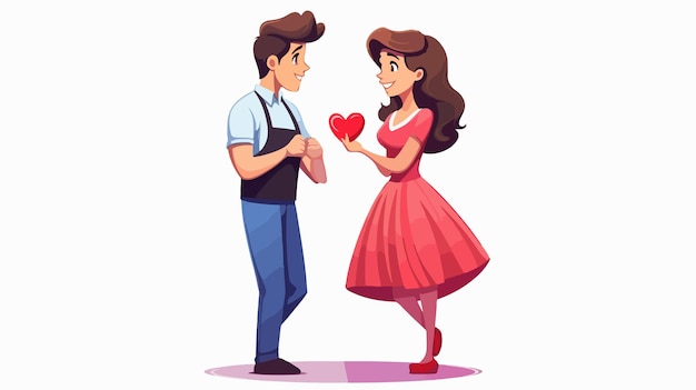 Vector romantic couple cartoon vector illustration