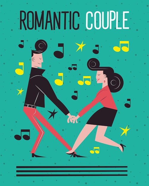 Romantic couple dancing with music design, Relationship love and romance theme