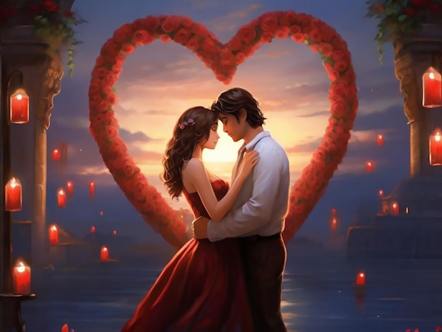 Vector romantic couple love image