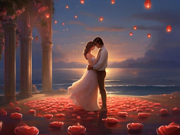 Vector romantic couple love image