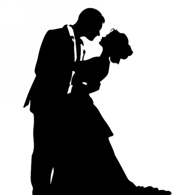 Romantic couple silhouette Illustrator line art design vector