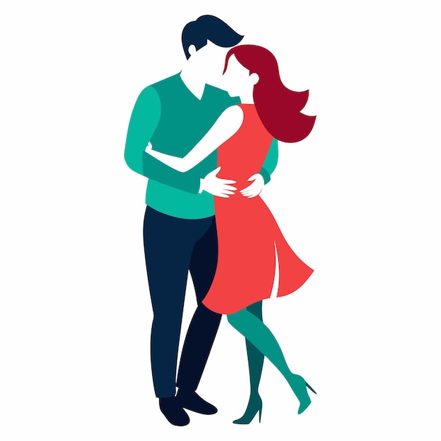 Vector romantic couple silhouette vector illustration