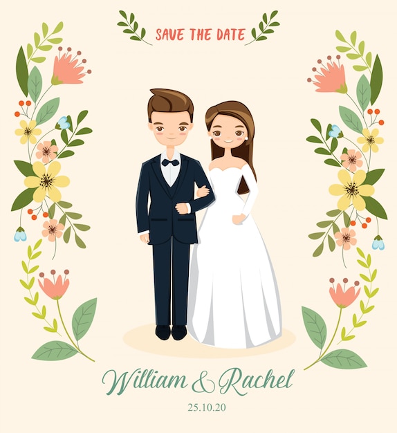 Romantic couple for wedding invitations card