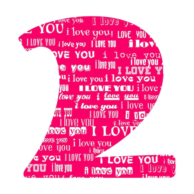 Vector romantic decorative vector pink number filled white words i love you