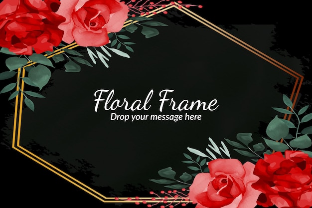 Romantic floral frame watercolor background template's Free Vector