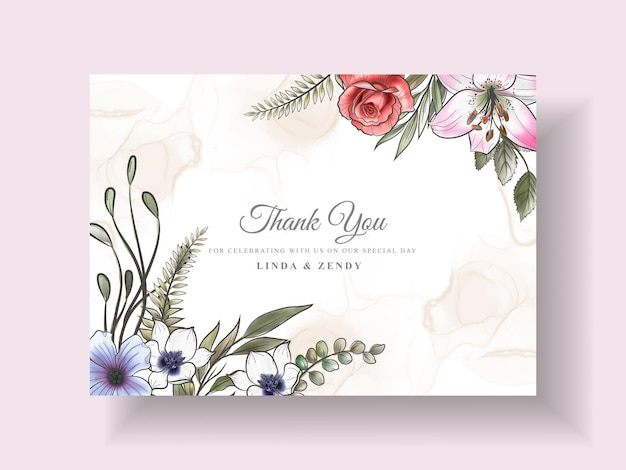 Romantic floral wedding invitation template