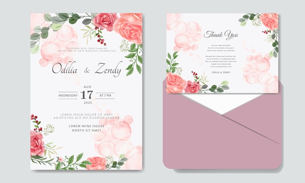 romantic flower wedding invitation