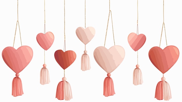 Vector romantic heart shape hanging mobile wall decor for valentines day