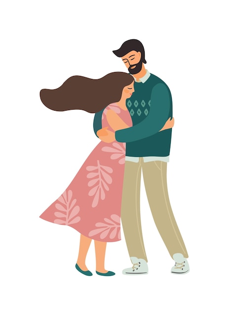 Romantic illustration with man and woman Love love story relationship Vector design concept for Valentines Day and other