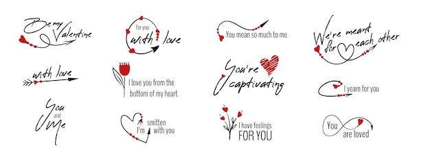 Romantic lettering set Calligraphy postcard or poster graphic design typography element Hand written vector style happy valentines day sign