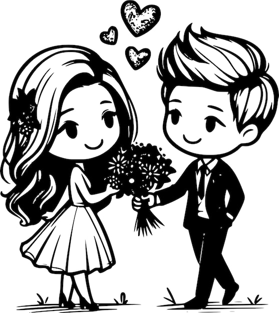 Romantic Love and Wedding Illustrations for invitations and love themed products