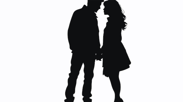 Romantic Lover Couple Silhouette Vector on White Background