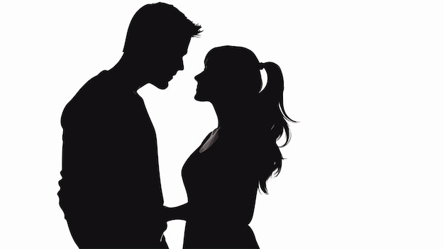 Romantic Lover Couple Silhouette Vector on White Background