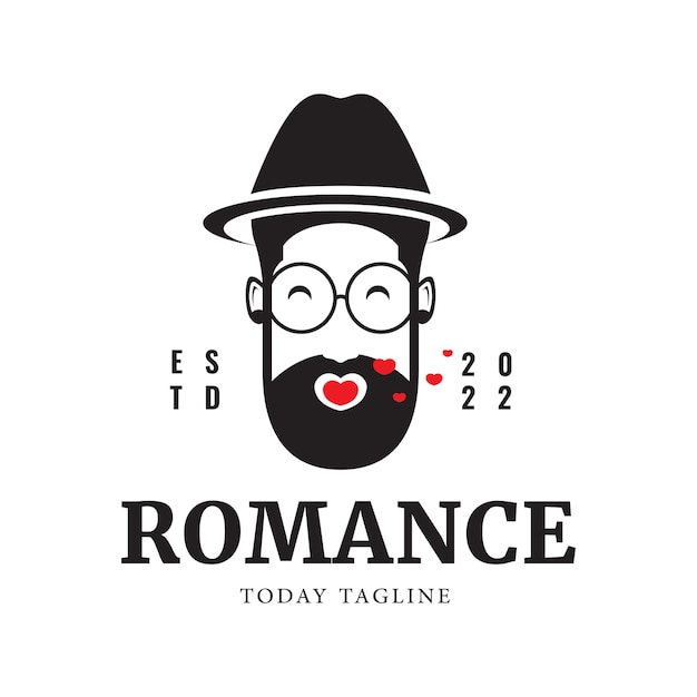 Romantic men head logo design vector illustration