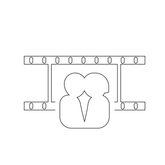 Vector romantic movie line icon film frame vector design outline style use for web and app couple people valentine