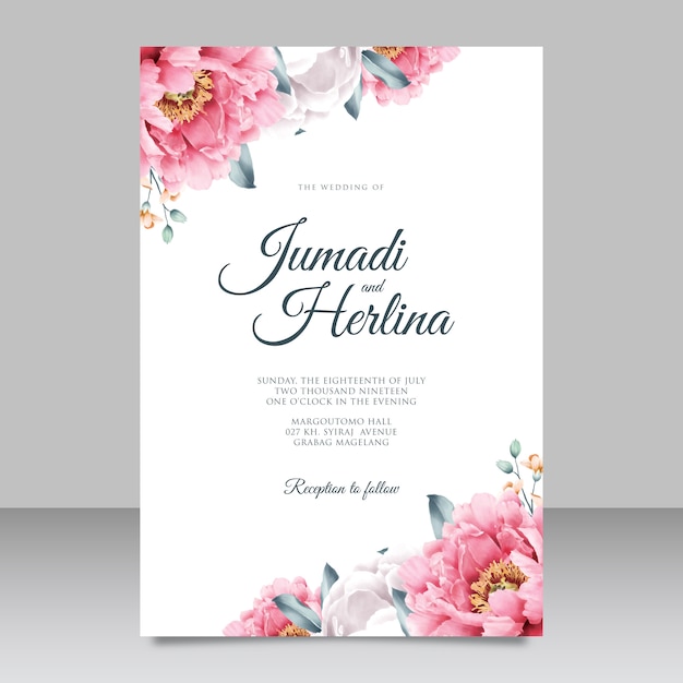 Romantic peony wedding card