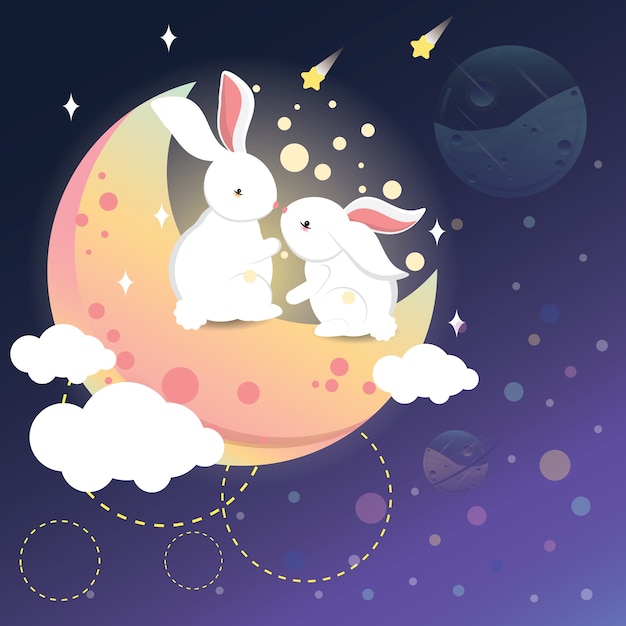 Romantic Rabbit on the Moon