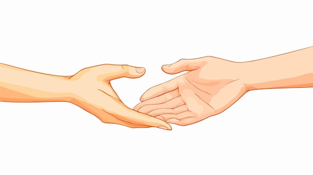 Vector romantic relationship cartoon hopeful hands touching