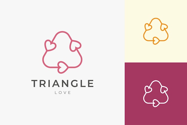 Romantic on relationship logo template in clean and simple triangle love shape