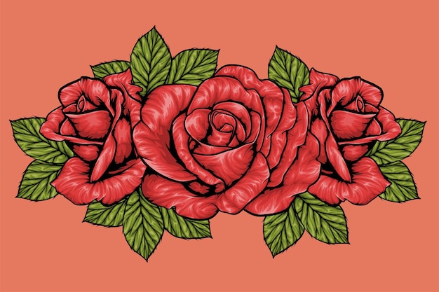 Romantic Roses Flower Vector Illustration