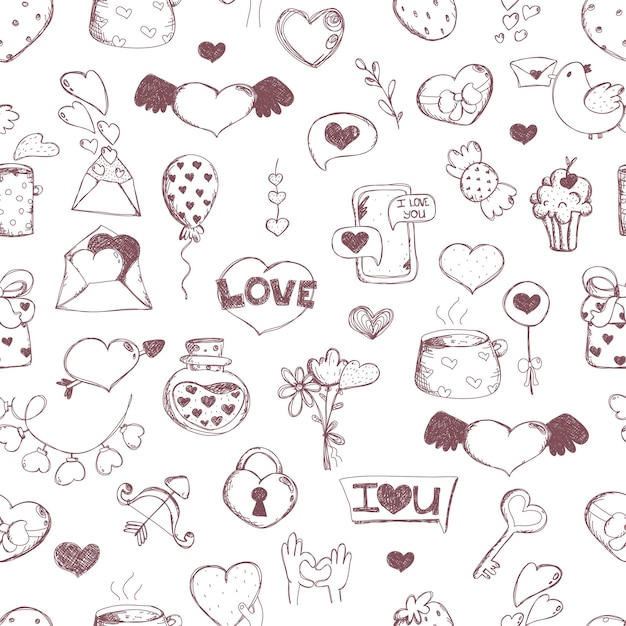 Romantic seamless pattern. Love concept background. Happy Valentine's day.