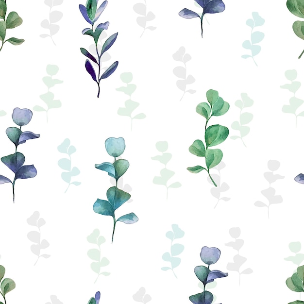 Romantic seamless pattern watercolor leaves for print design