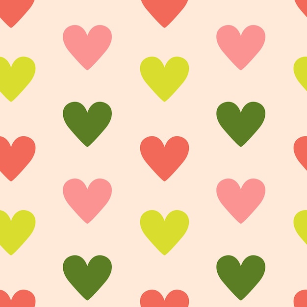 Romantic seamless pattern with colorful hearts