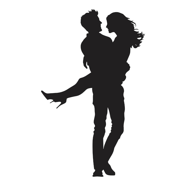 Romantic Silhouette of a Man Holding a Woman