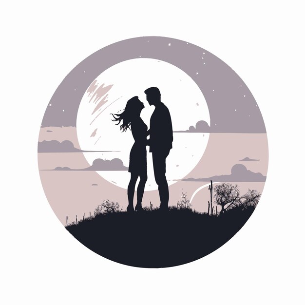 Vector romantic silhouette visuals