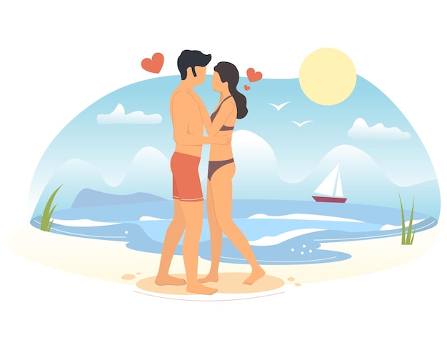 Vector romantic summer vacation vector concept for web banner website page