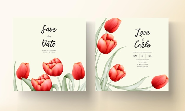 Romantic tulip flower wedding invitation card