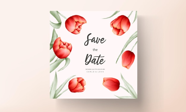 Romantic tulip flower wedding invitation card